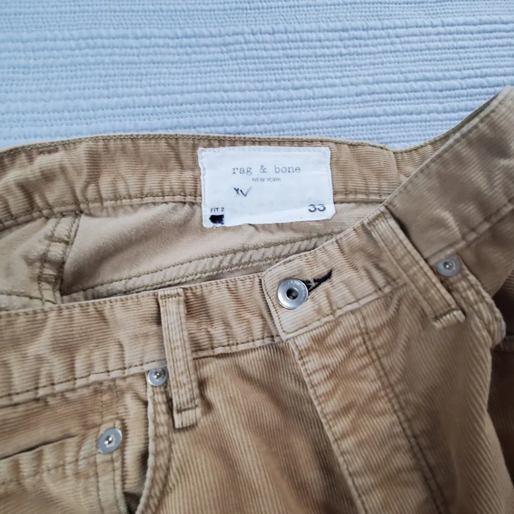 Rag & Bone Corduroy Pants Mens 33 British Khaki Camel Neutral Tone Downtown Prep